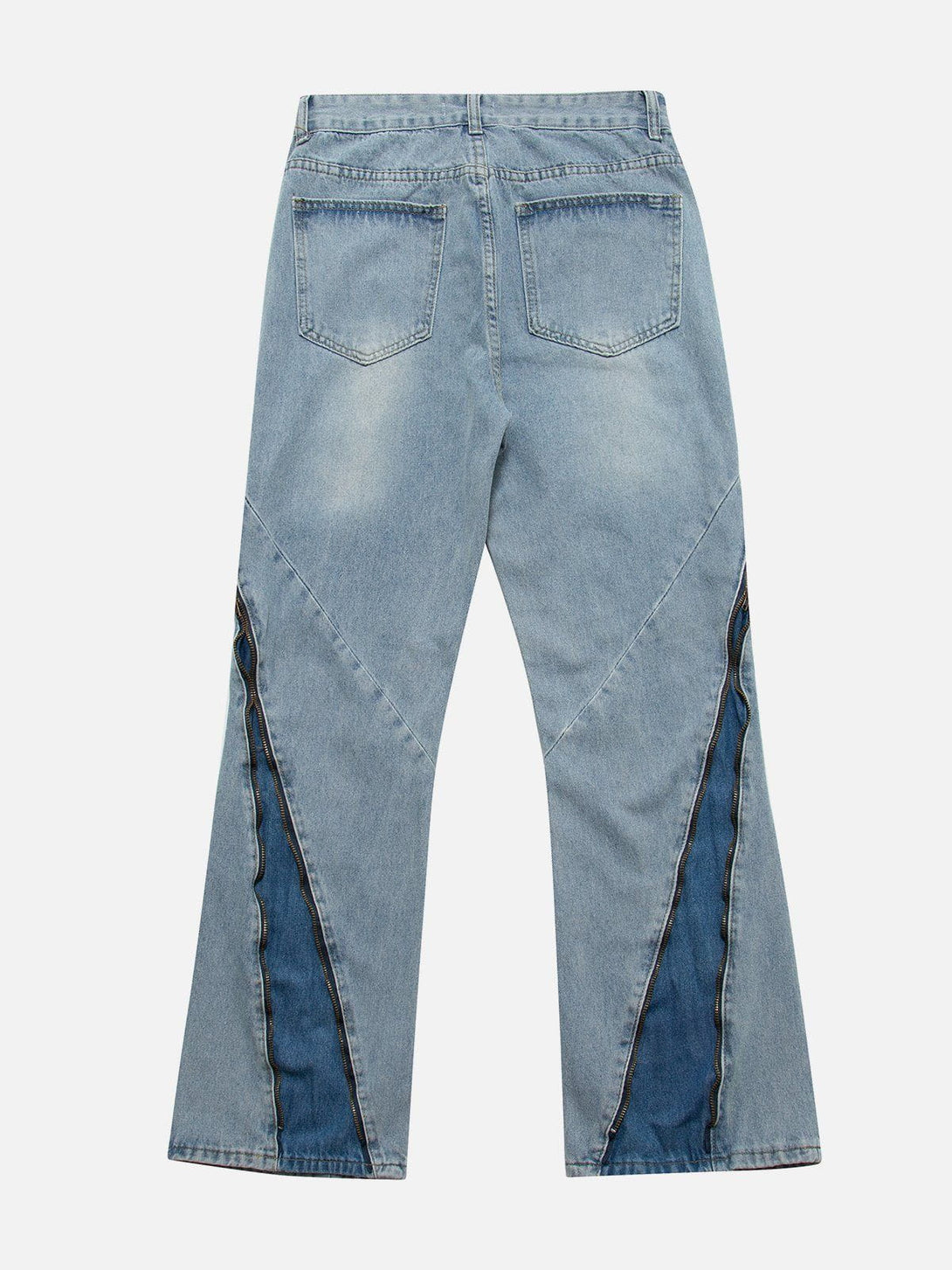 Helmiss - Vintage Wash Adjustable Zip Jeans- Streetwear Fashion - helmiss.com