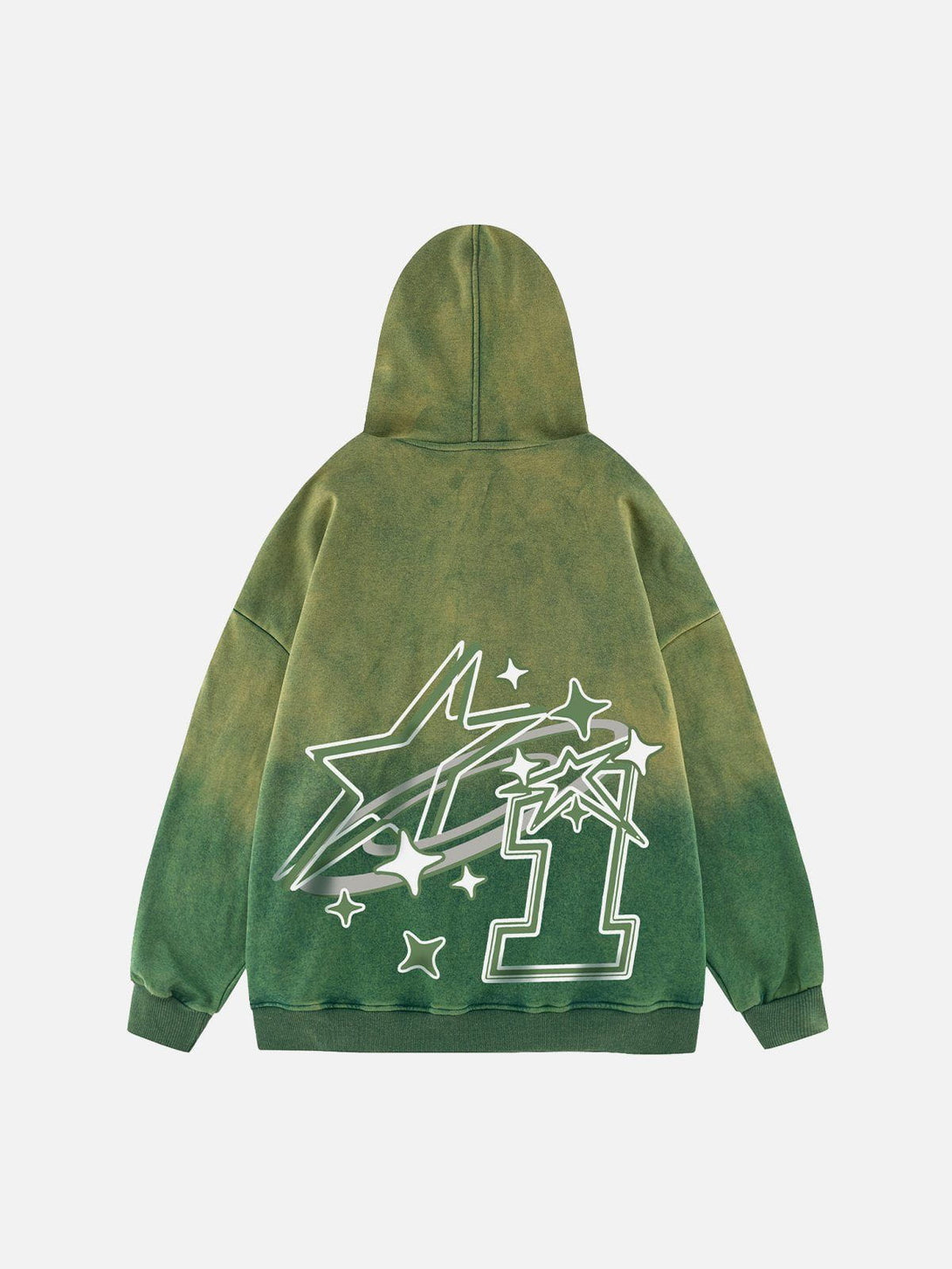 Helmiss - Vintage Wash Gradient Star Print Zip Hoodie- Streetwear Fashion - helmiss.com