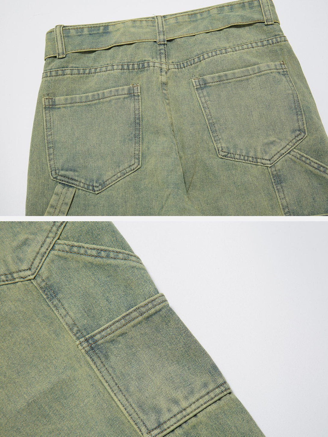 Helmiss - Vintage Washed Button Slit Jeans- Streetwear Fashion - helmiss.com