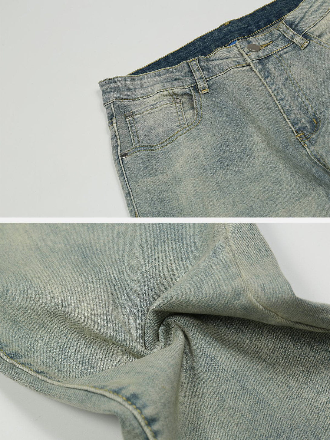 Helmiss - Vintage Washed Gradient Jeans- Streetwear Fashion - helmiss.com