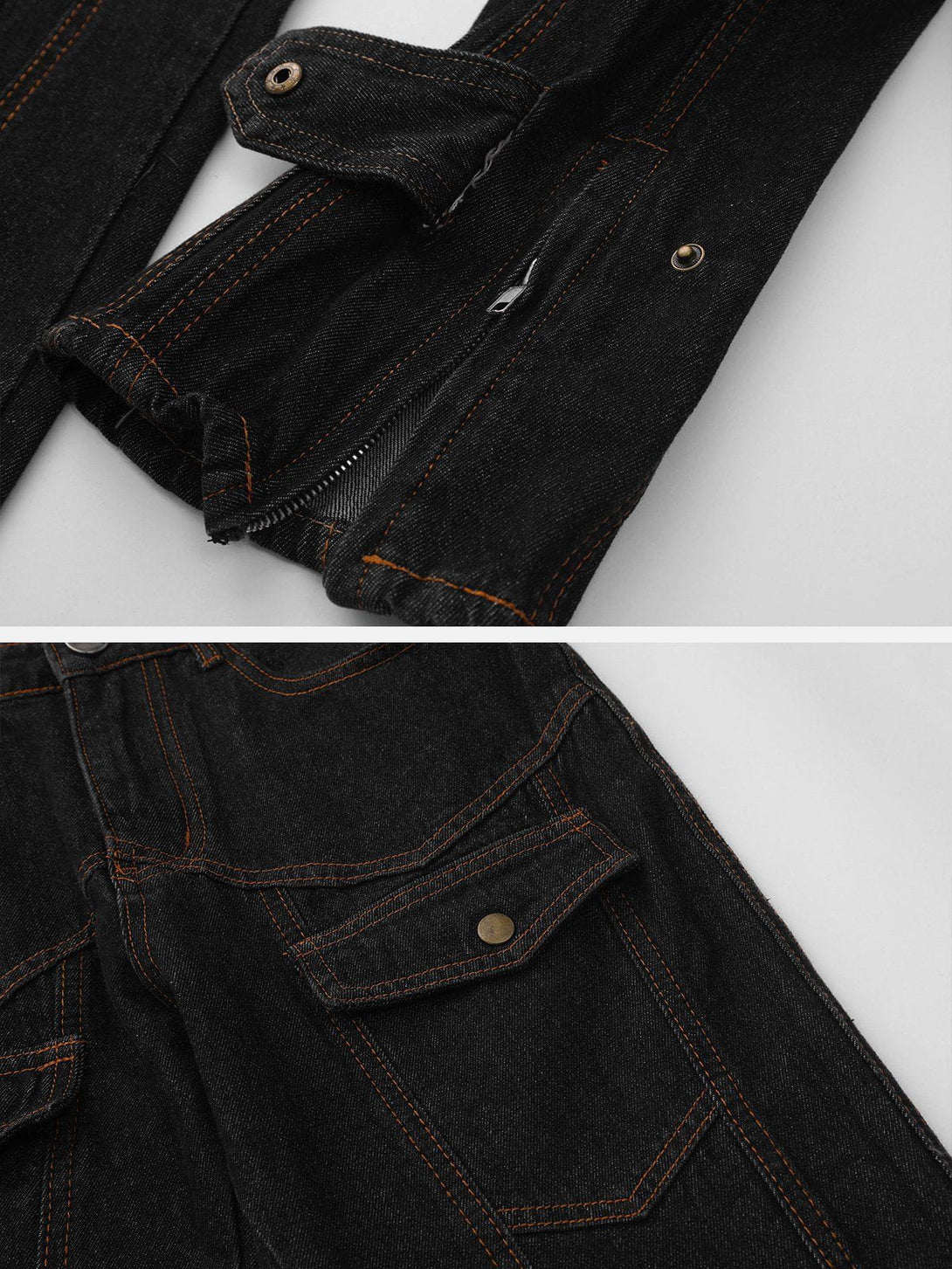 Helmiss - Vintage Washed Pocket Jeans- Streetwear Fashion - helmiss.com