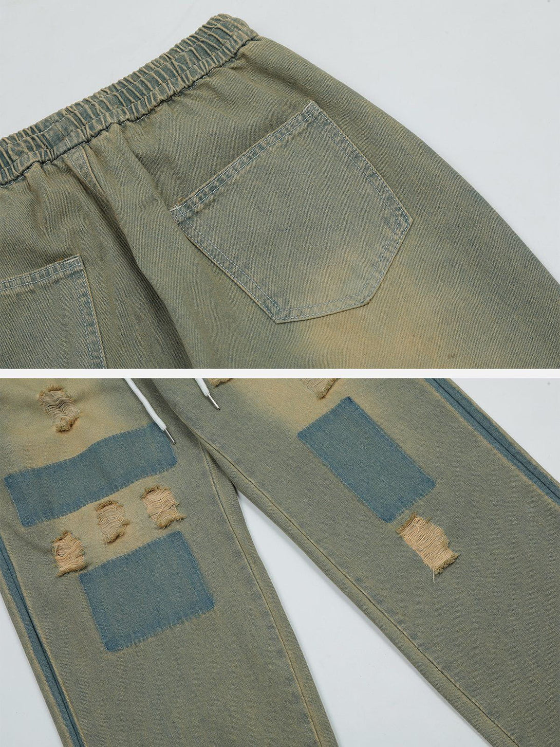 Helmiss - Vintage Washed Ripped Jeans- Streetwear Fashion - helmiss.com