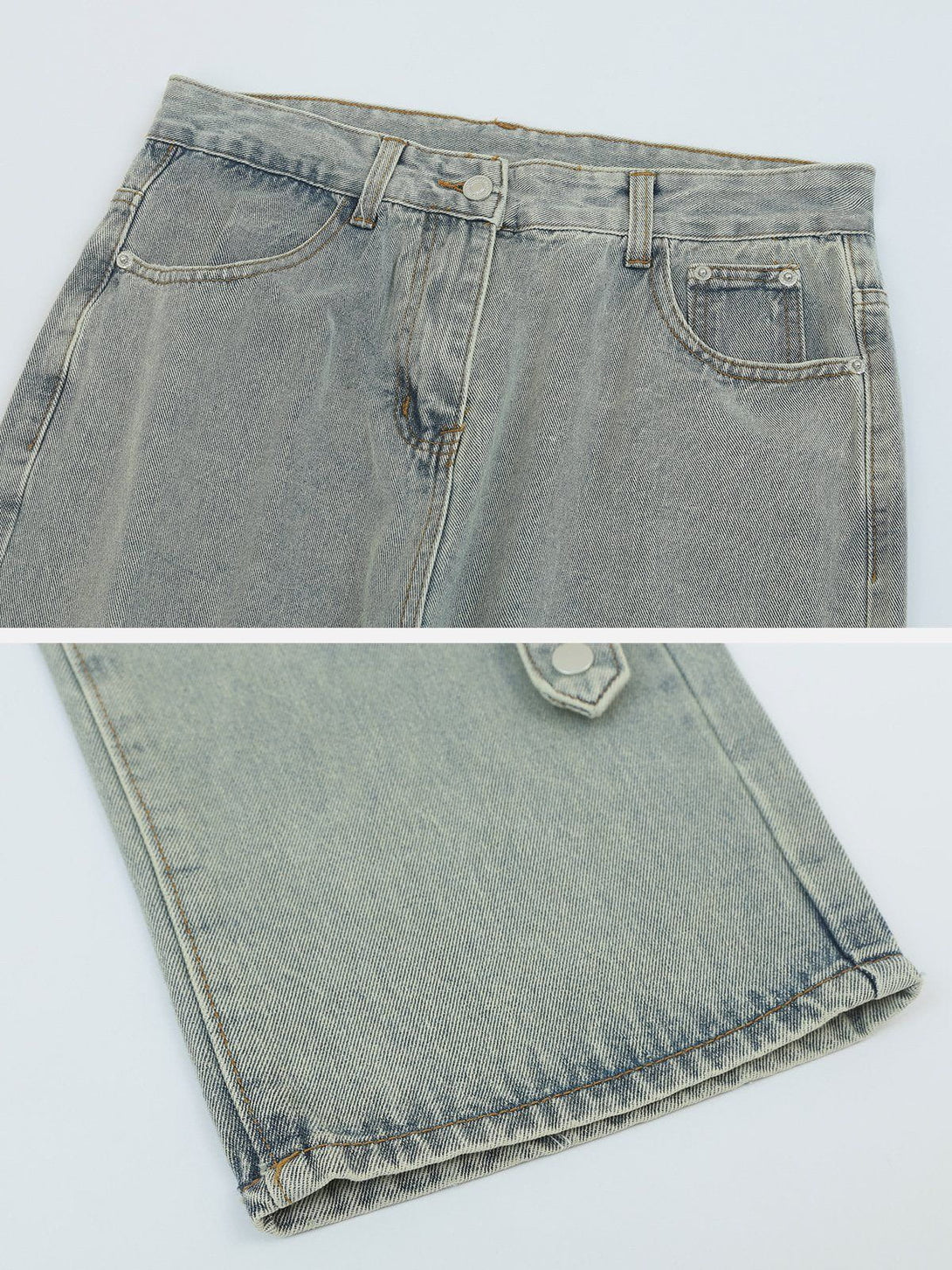 Helmiss - Vintage Washed Side Lock Jeans- Streetwear Fashion - helmiss.com