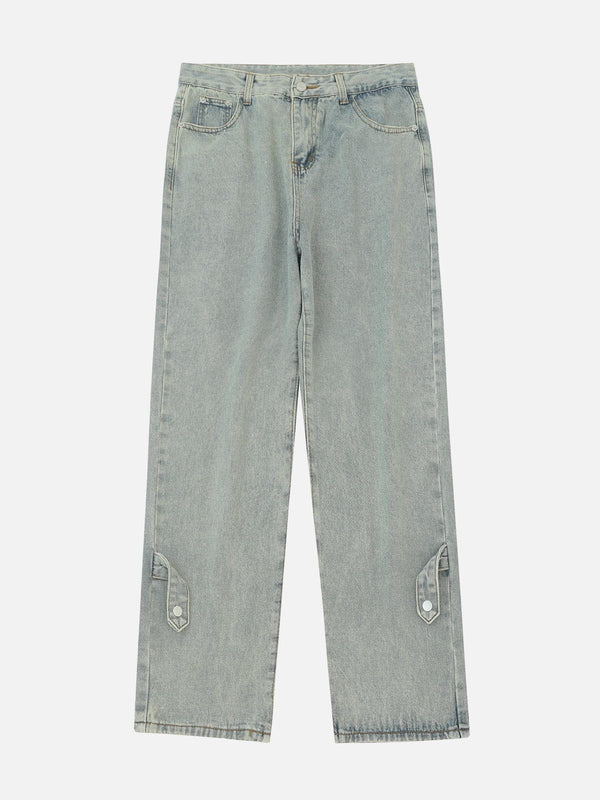 Helmiss - Vintage Washed Side Lock Jeans- Streetwear Fashion - helmiss.com