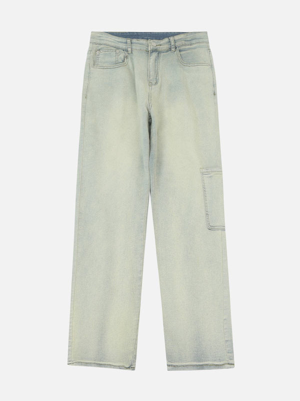 Helmiss - Vintage Washed ZIP UP Jeans- Streetwear Fashion - helmiss.com