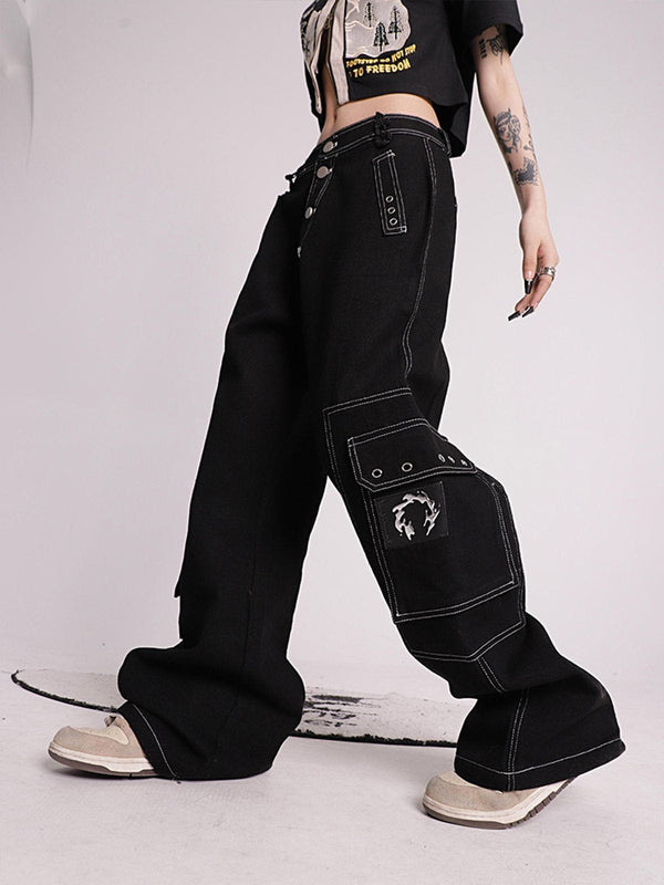 Helmiss - Vintage Wide Leg Pants- Streetwear Fashion - helmiss.com