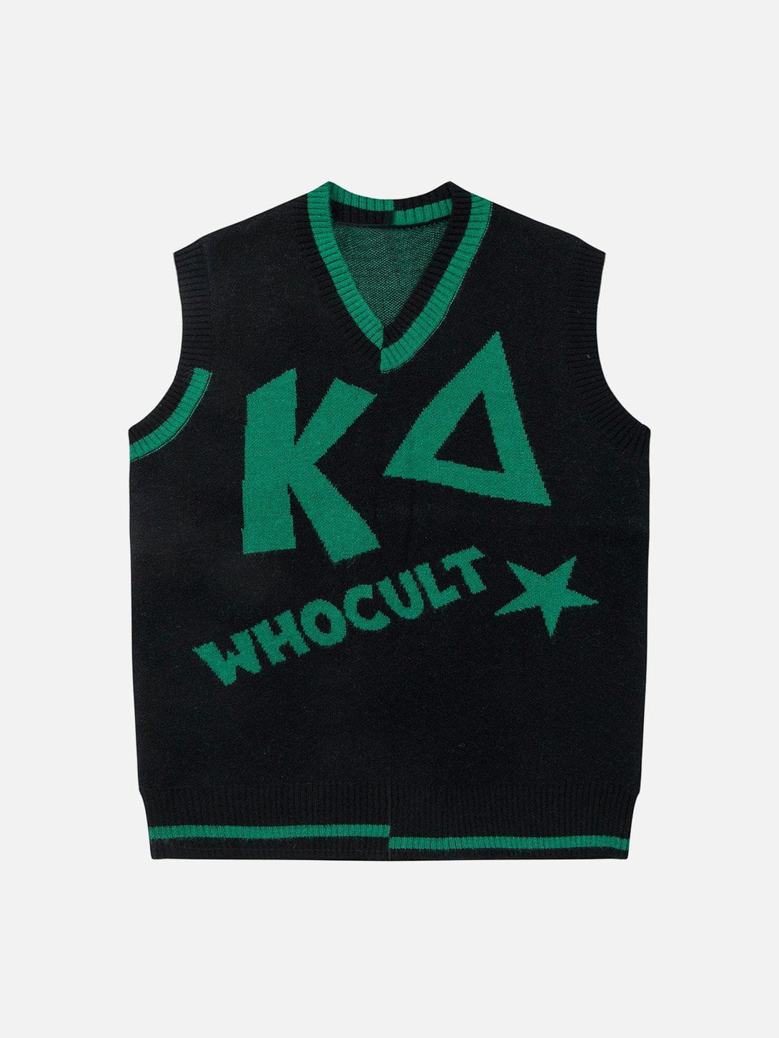 Helmiss - WHOCULT Embroidery Sweater Vest- Streetwear Fashion - helmiss.com