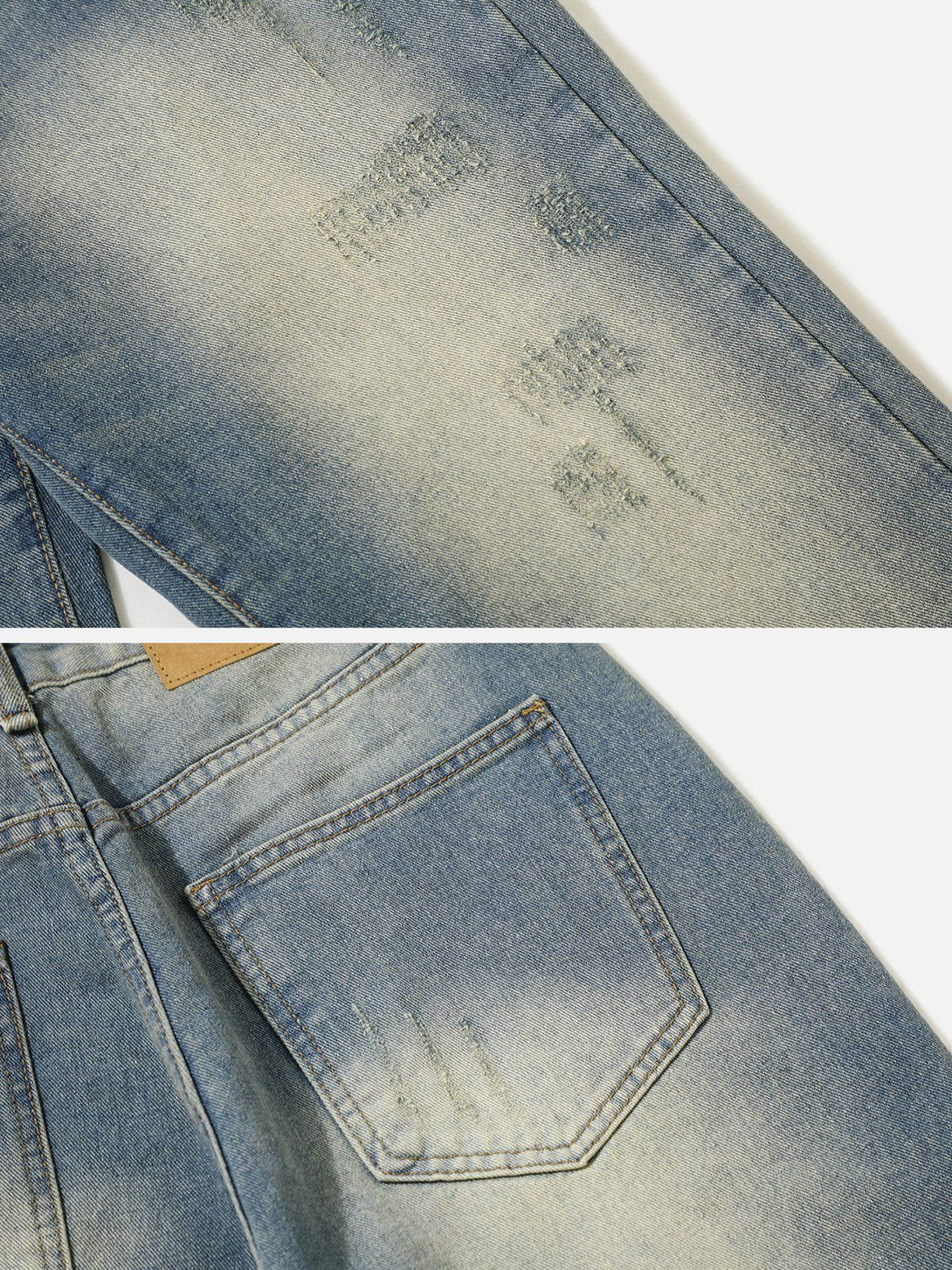 Helmiss - Washed Broken Holes Jeans- Streetwear Fashion - helmiss.com