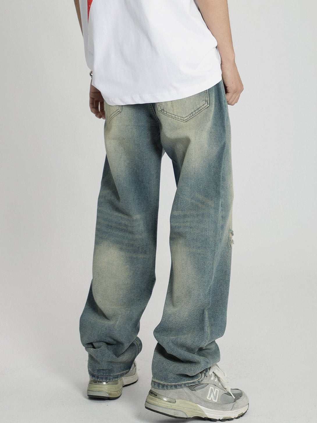 Helmiss - Washed Broken Holes Jeans- Streetwear Fashion - helmiss.com