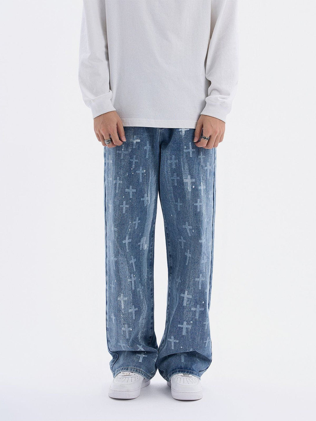 Helmiss - Washed Crosses Jeans- Streetwear Fashion - helmiss.com