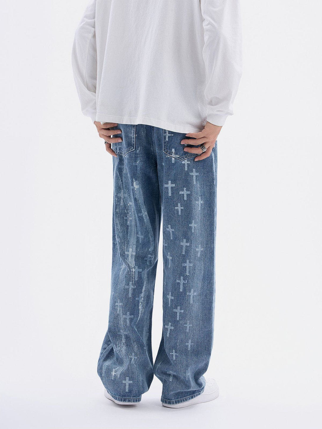 Helmiss - Washed Crosses Jeans- Streetwear Fashion - helmiss.com