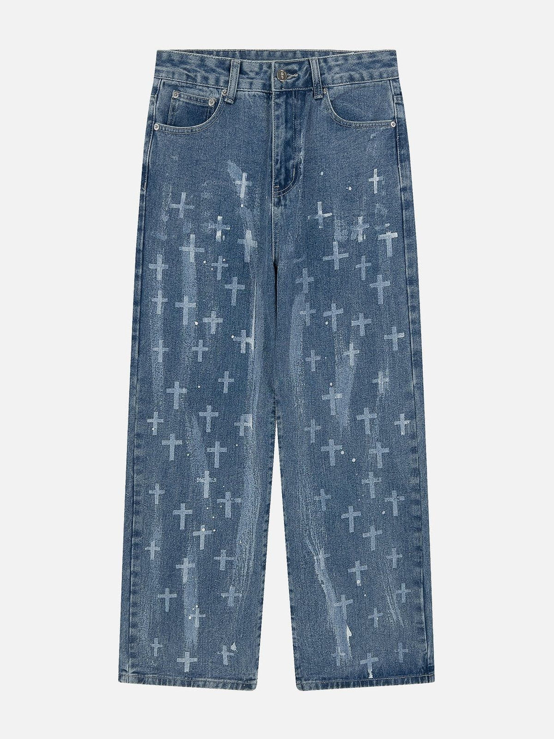 Helmiss - Washed Crosses Jeans- Streetwear Fashion - helmiss.com