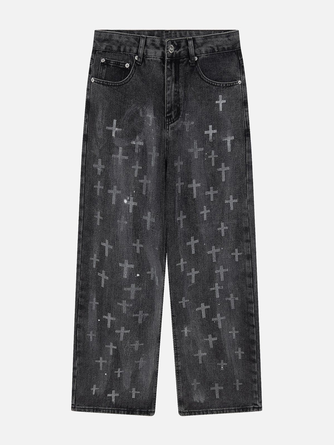 Helmiss - Washed Crosses Jeans- Streetwear Fashion - helmiss.com