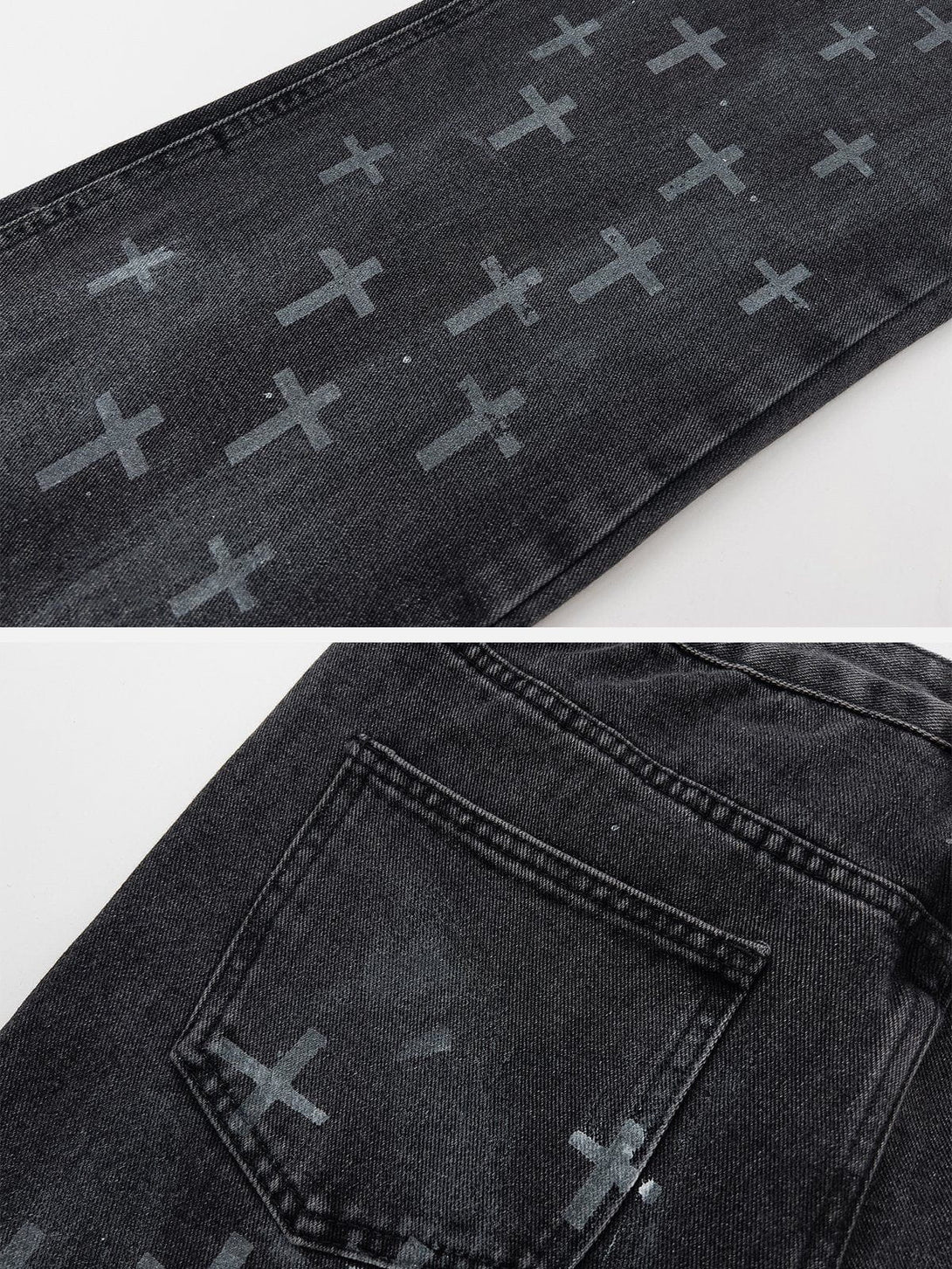 Helmiss - Washed Crosses Jeans- Streetwear Fashion - helmiss.com