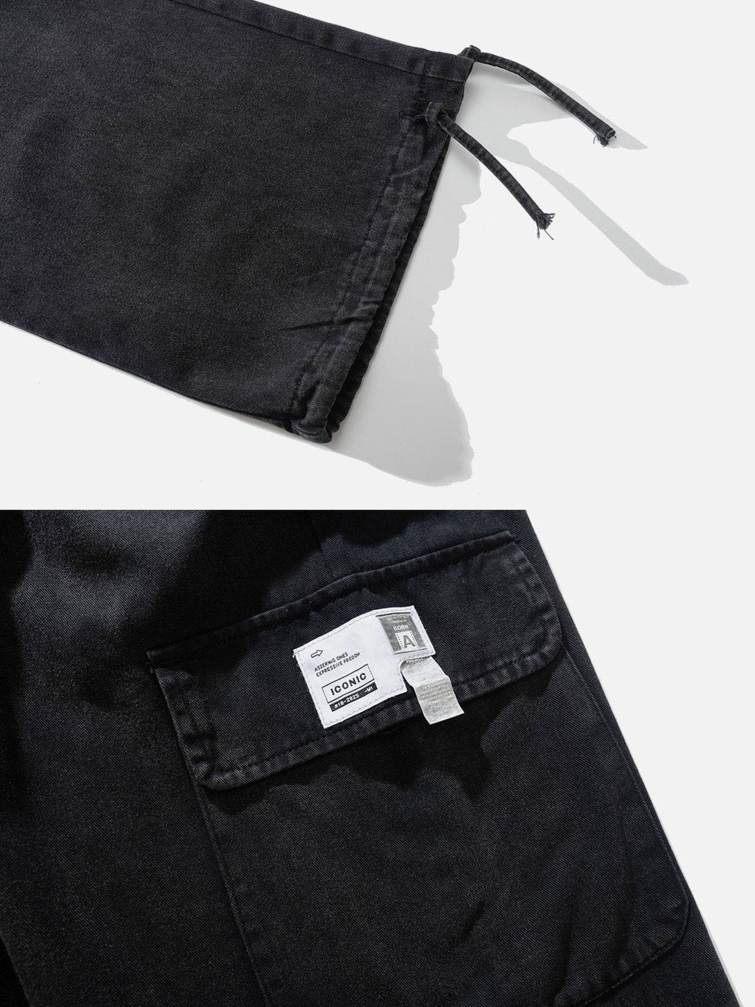 Helmiss - Washed Drawstring Cargo Pants- Streetwear Fashion - helmiss.com