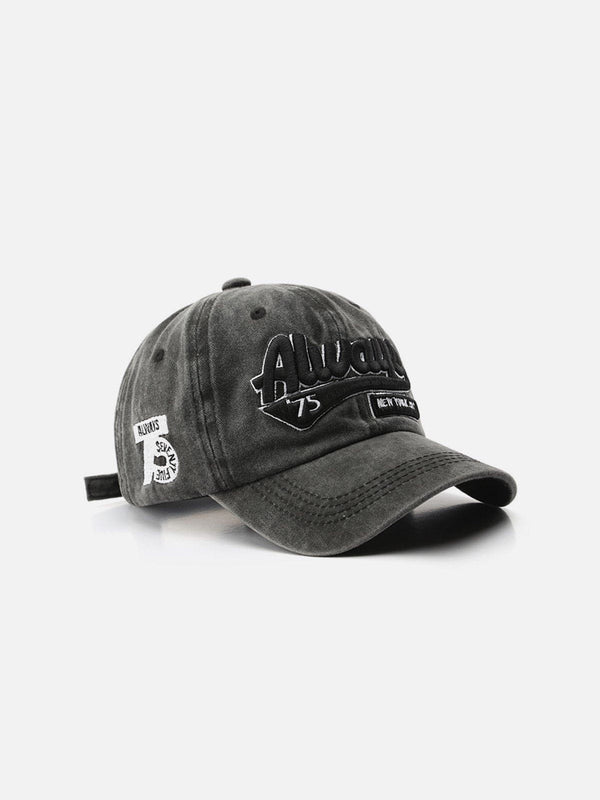 Helmiss - Washed Embroidered Letter Baseball Cap- Streetwear Fashion - helmiss.com