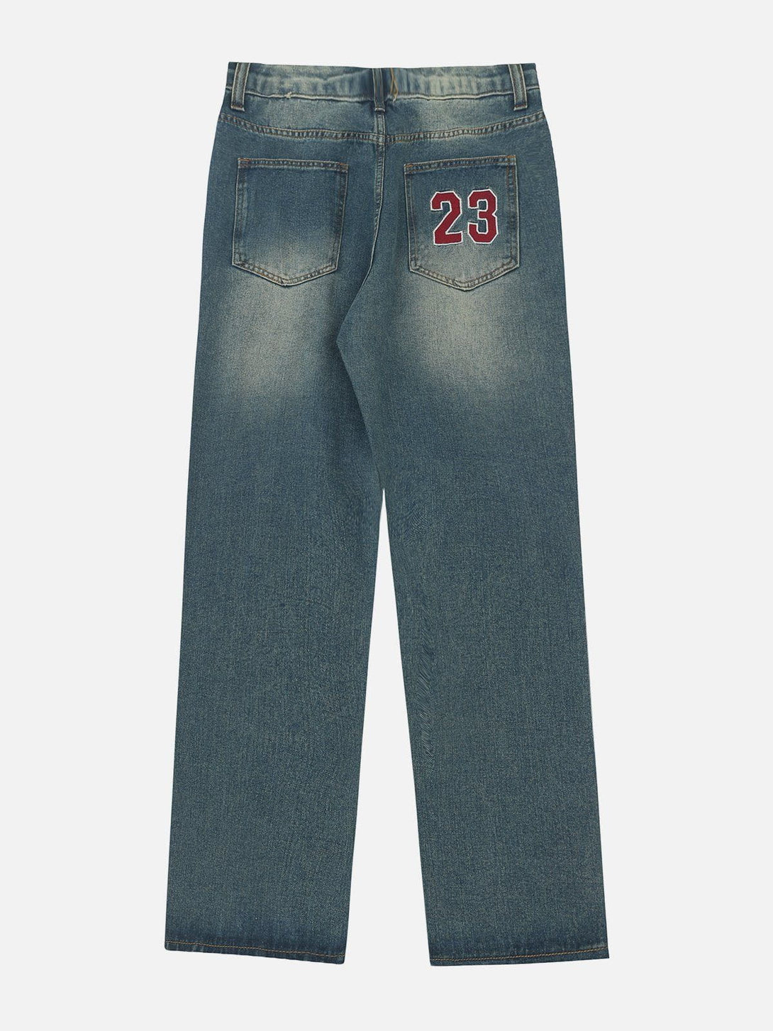 Helmiss - Washed Embroidered Letter Jeans- Streetwear Fashion - helmiss.com