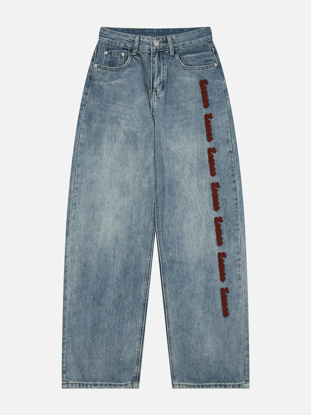 Helmiss - Washed Embroidery Jeans- Streetwear Fashion - helmiss.com