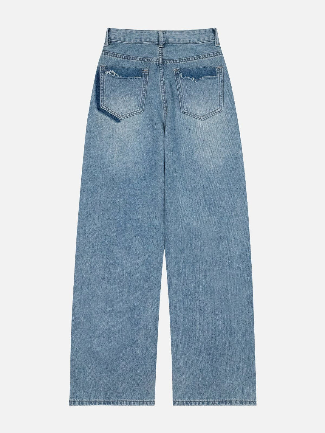 Helmiss - Washed Fringe Jeans- Streetwear Fashion - helmiss.com