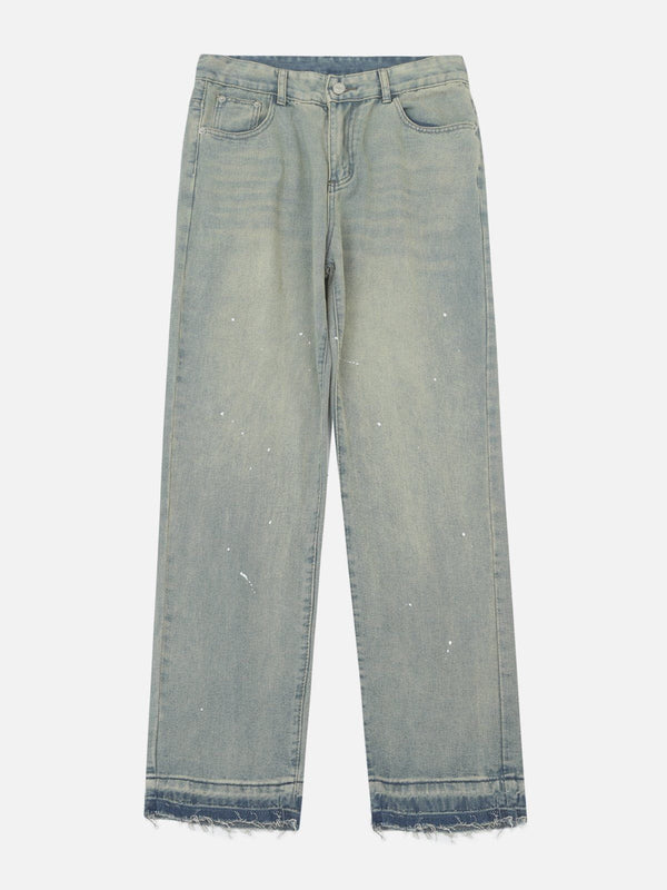 Helmiss - Washed Fringe Jeans- Streetwear Fashion - helmiss.com