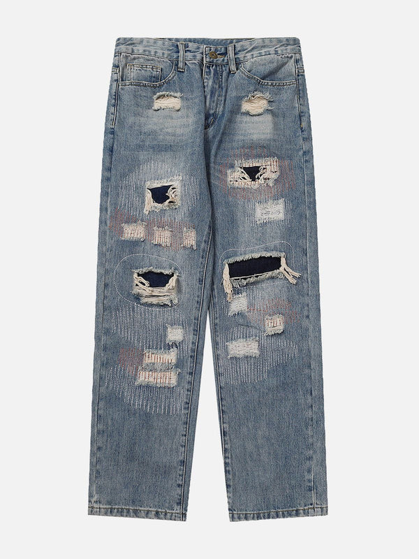 Helmiss - Washed Hole Jeans- Streetwear Fashion - helmiss.com