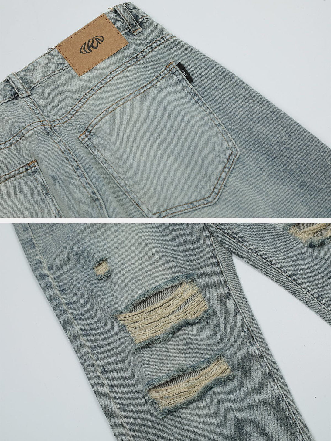 Helmiss - Washed Holes Jeans- Streetwear Fashion - helmiss.com