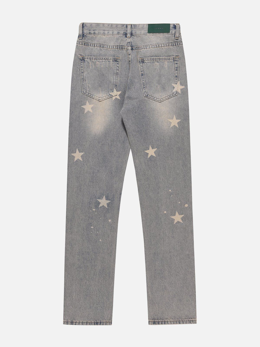 Helmiss - Washed Star Print Jeans- Streetwear Fashion - helmiss.com