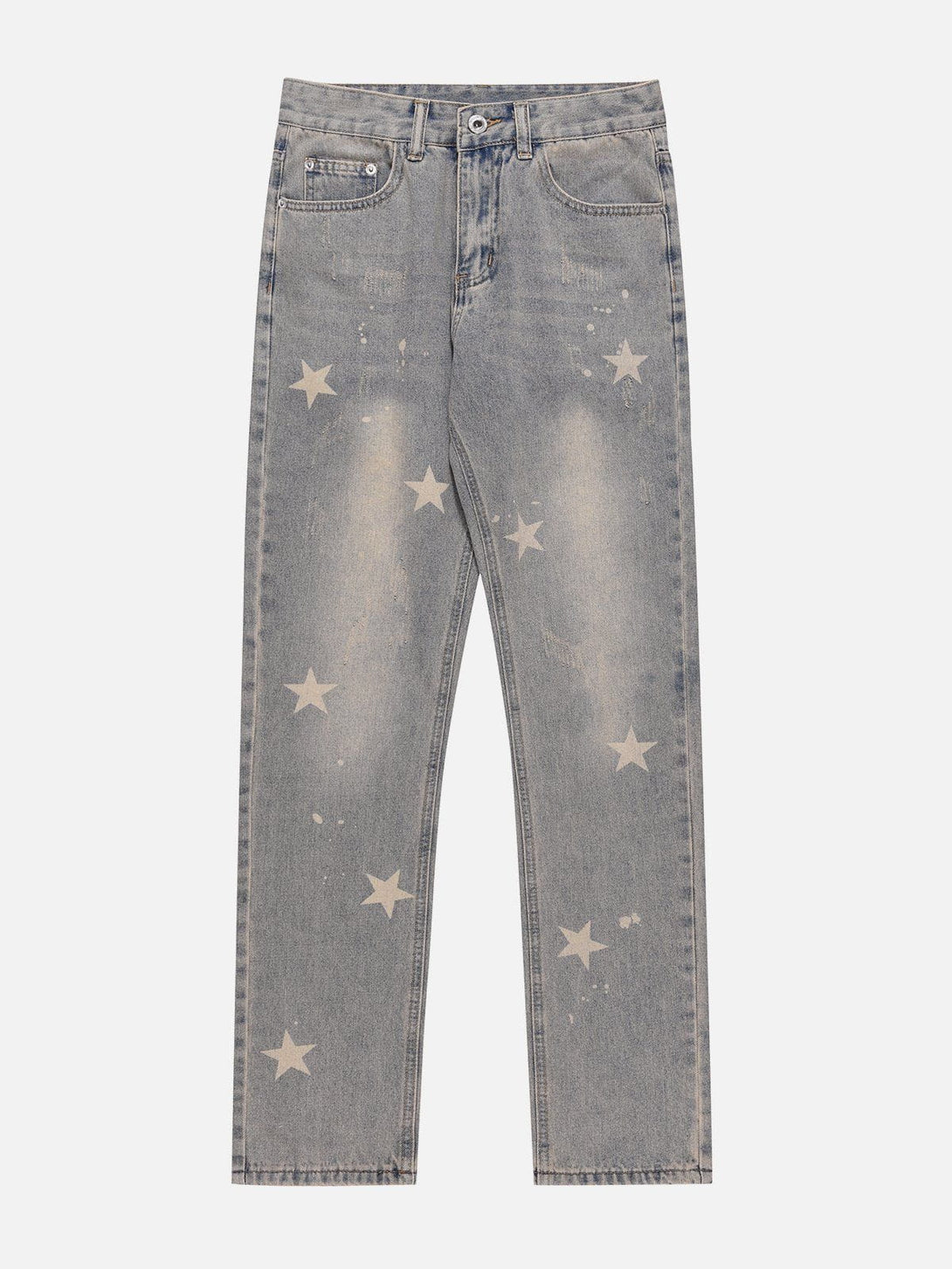 Helmiss - Washed Star Print Jeans- Streetwear Fashion - helmiss.com