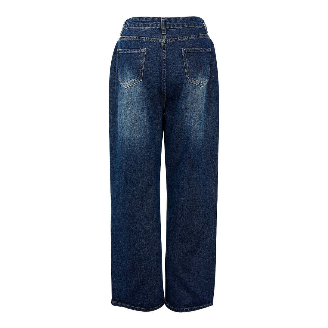 Helmiss - Wide Leg Straight Jeans- Streetwear Fashion - helmiss.com