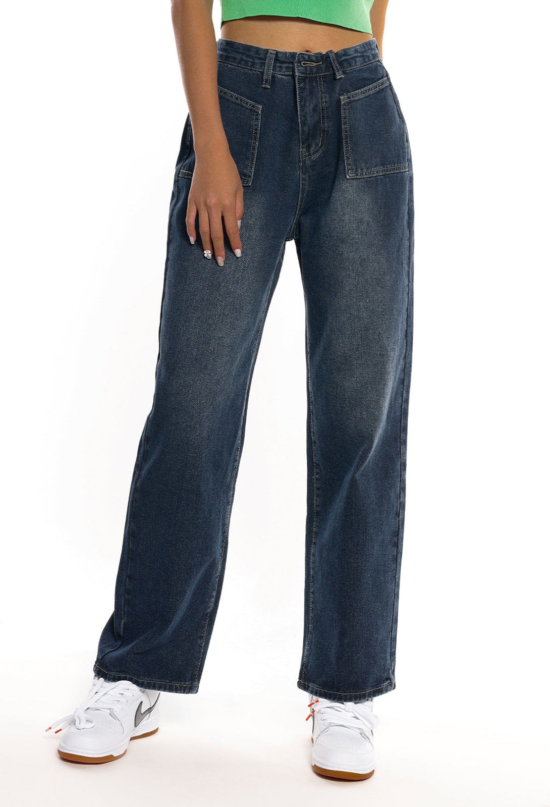 Helmiss - Wide Leg Straight Jeans- Streetwear Fashion - helmiss.com