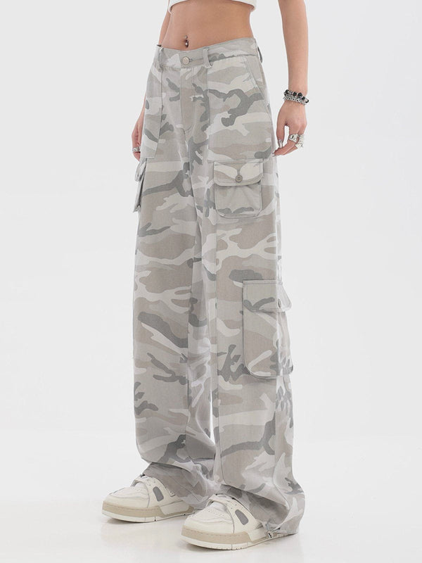 Helmiss - Wide-Leg Straight-Leg Cargo Pants- Streetwear Fashion - helmiss.com