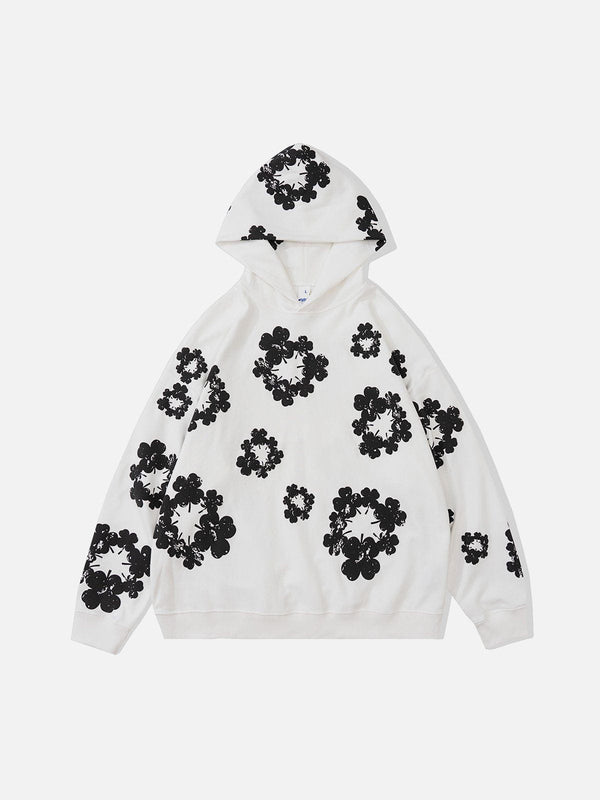 Helmiss - Winter Floral Print Hoodie- Streetwear Fashion - helmiss.com