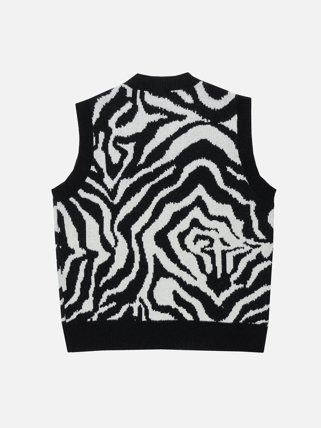 Helmiss - Zebra Pattern Embroidery Sweater Vest- Streetwear Fashion - helmiss.com