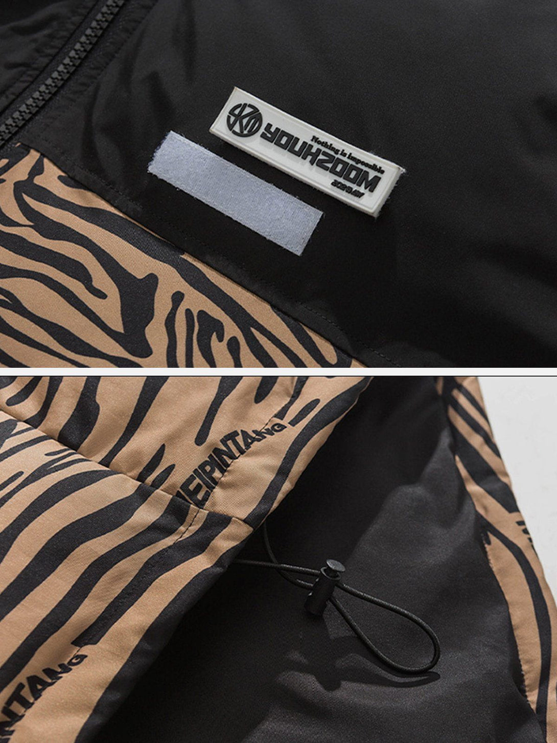 Helmiss - Zebra Print Down Coat- Streetwear Fashion - helmiss.com