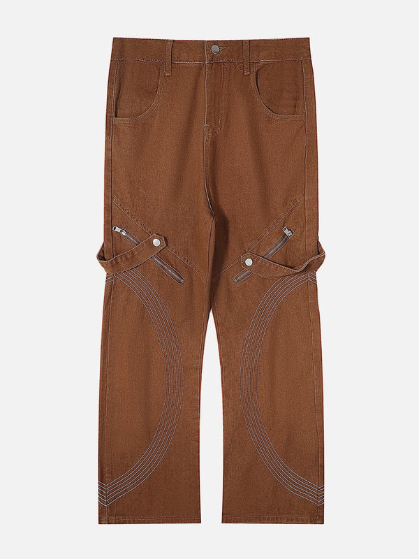 Helmiss - Zip Embroidery Pants- Streetwear Fashion - helmiss.com