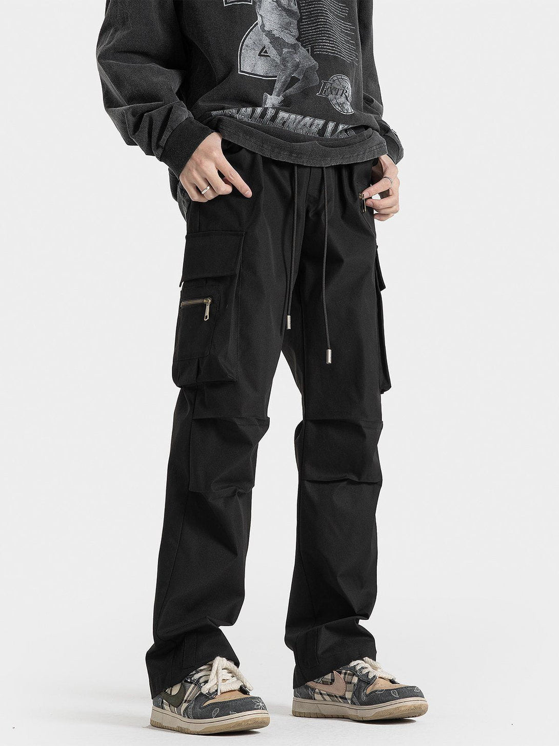 Helmiss - Zip Large Multi-Pocket Cargo Pants- Streetwear Fashion - helmiss.com