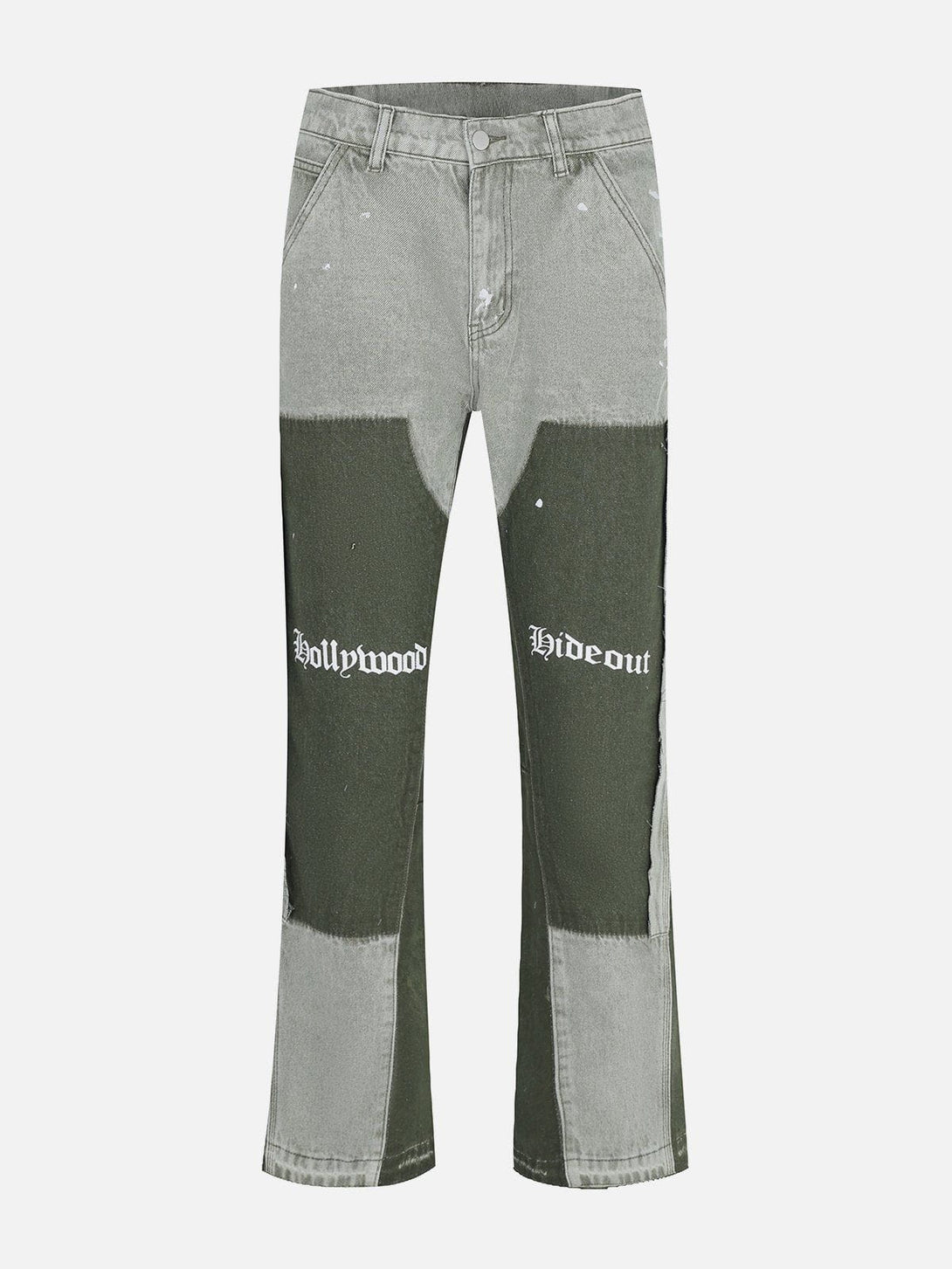 Helmiss - Zip Lettered Patchwork Jeans- Streetwear Fashion - helmiss.com