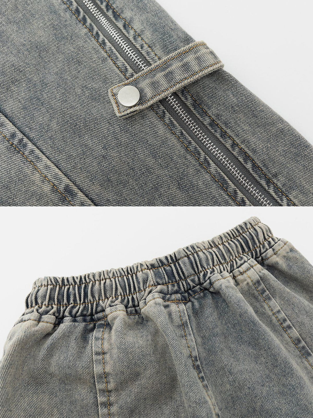 Helmiss - Zip Up Button Jeans- Streetwear Fashion - helmiss.com