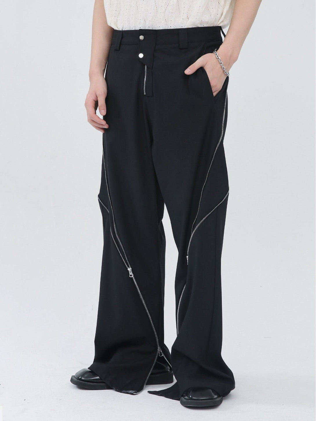 Helmiss - Zip Up Split Pants- Streetwear Fashion - helmiss.com