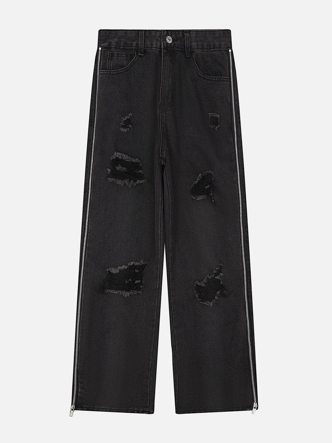 Helmiss - Zipper Broken Hole Jeans- Streetwear Fashion - helmiss.com