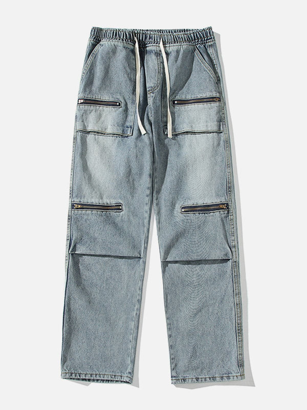 Helmiss - Zipper Multi-pocket Jeans- Streetwear Fashion - helmiss.com