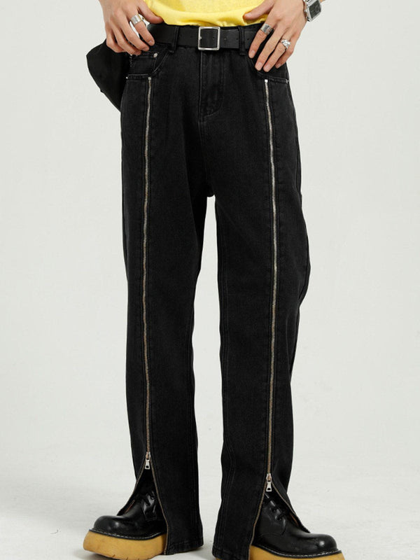 Helmiss - Zippered Straight-Leg Pants- Streetwear Fashion - helmiss.com