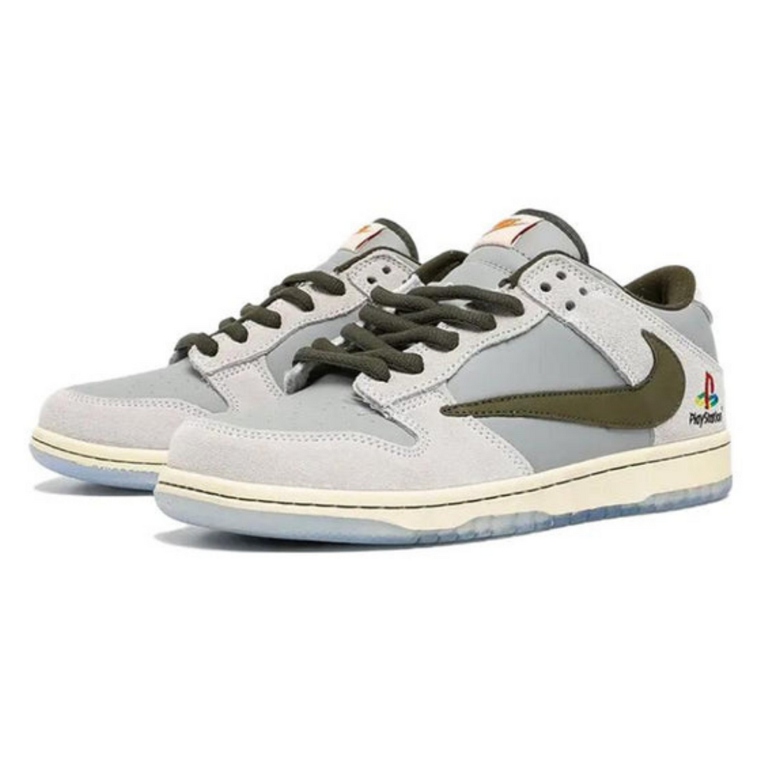 Nike Dunk Low x Travis Scott x PlayStation 'Gray White'- Streetwear Fashion - helmiss.com