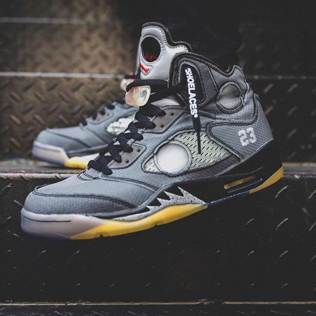 OFF-WHITE x Air Jordan 5 Retro SP 'Muslin'- Streetwear Fashion - helmiss.com