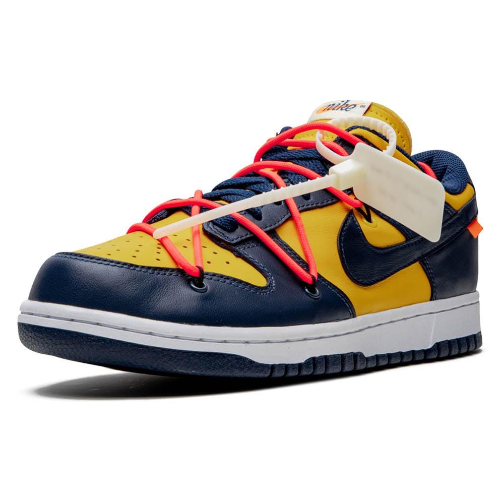 OFF-WHITE x Nike Dunk Low 'University Gold'- Streetwear Fashion - helmiss.com