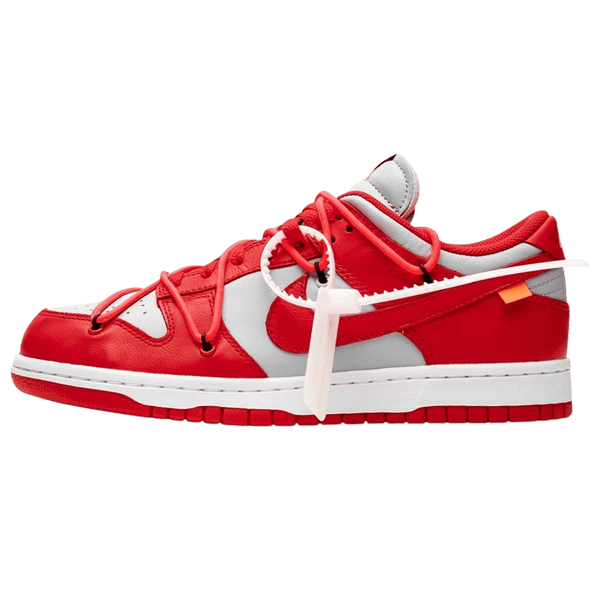 OFF-WHITE x Nike Dunk Low 'University Red'- Streetwear Fashion - helmiss.com