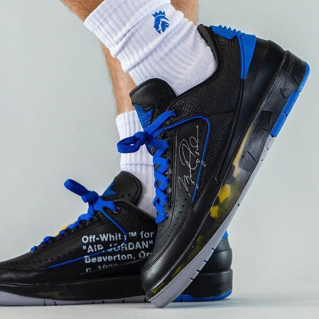 Off-White x Air Jordan 2 Retro Low SP 'Black Varsity Royal'- Streetwear Fashion - helmiss.com