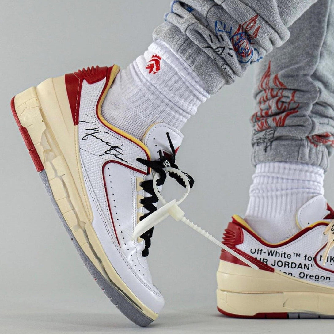 Off-White x Air Jordan 2 Retro Low SP 'White Varsity Red'- Streetwear Fashion - helmiss.com