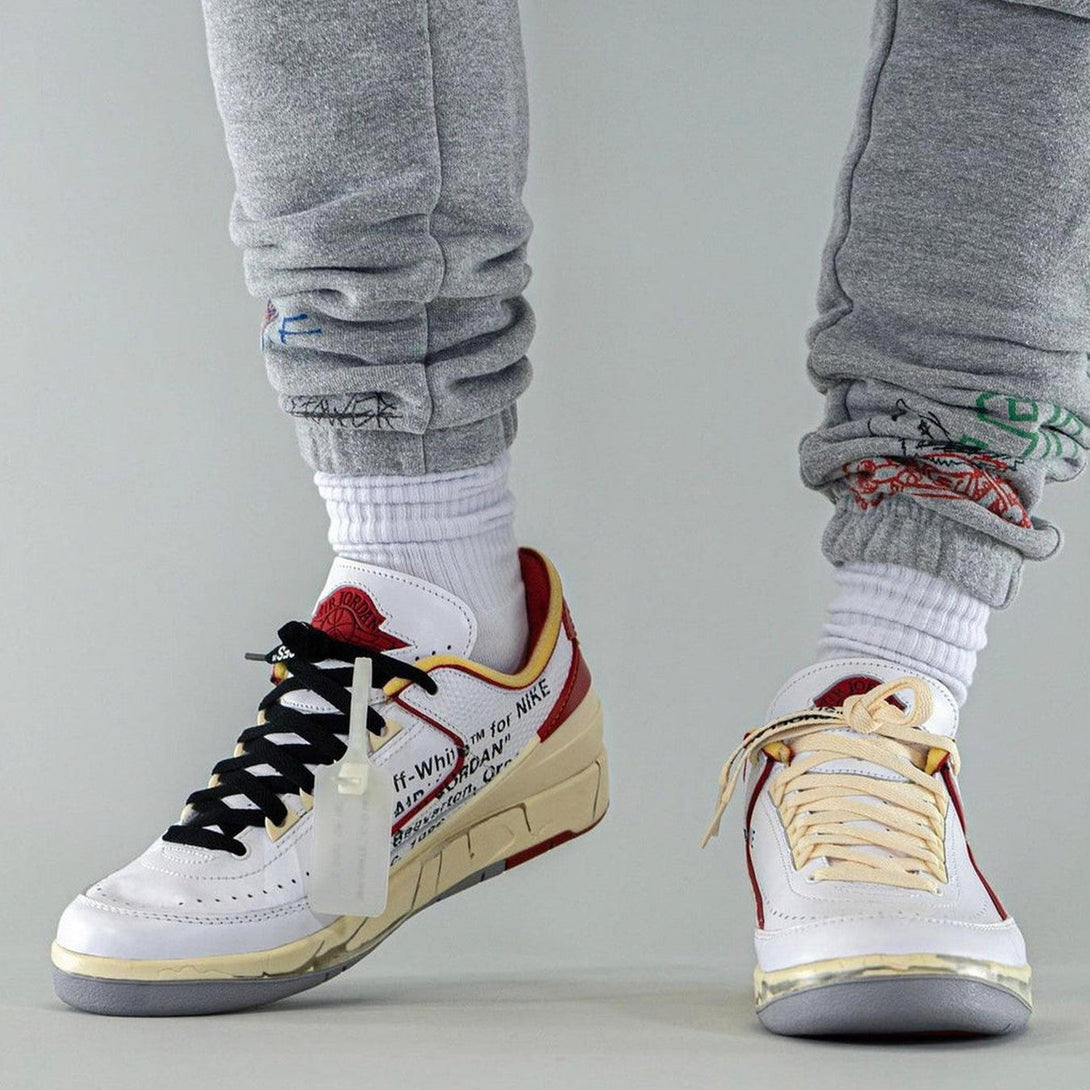 Off-White x Air Jordan 2 Retro Low SP 'White Varsity Red'- Streetwear Fashion - helmiss.com