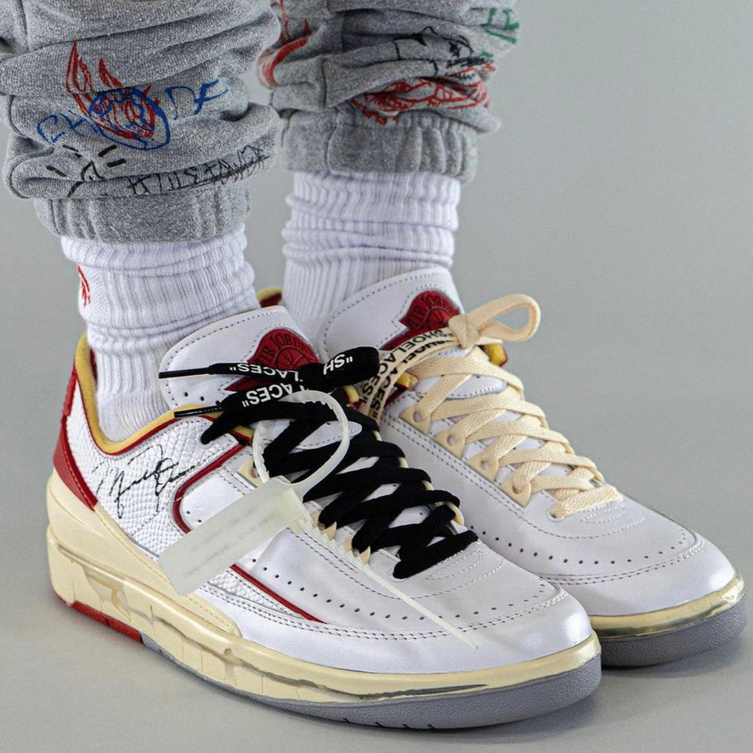 Off-White x Air Jordan 2 Retro Low SP 'White Varsity Red'- Streetwear Fashion - helmiss.com